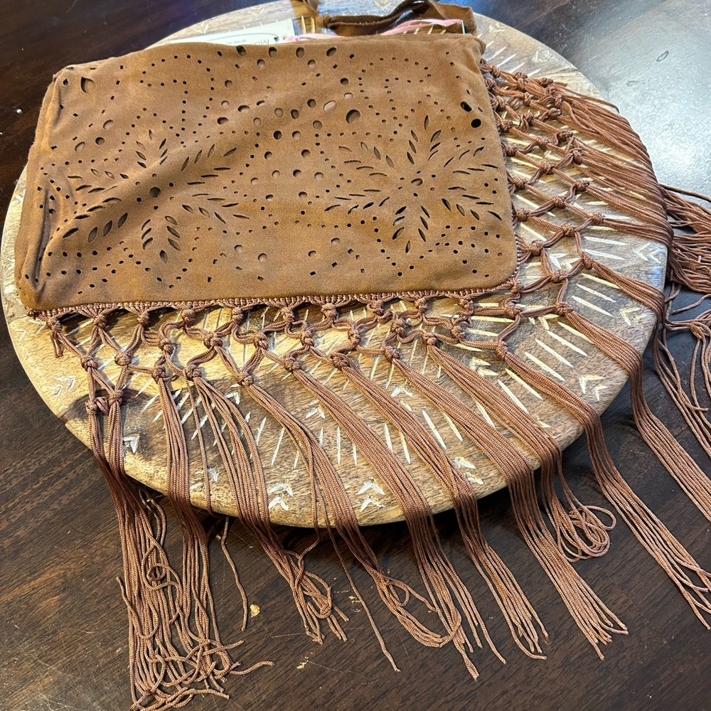 Faux suede fringe detailed tablet/ iPad holder case